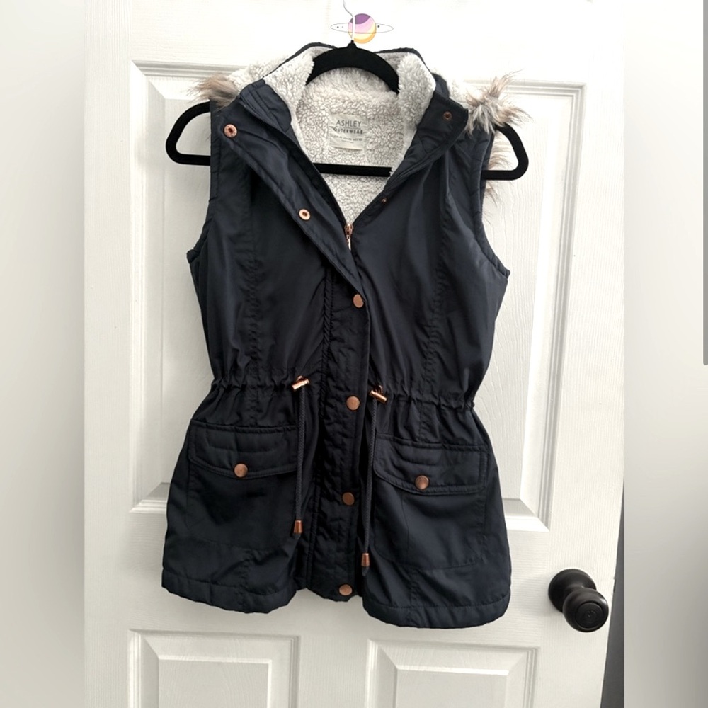 Navy Blue Sherpa Vest
